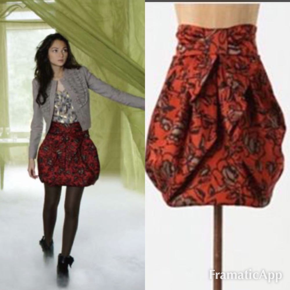 Eva Franco Red Black Flower Classy Skirt